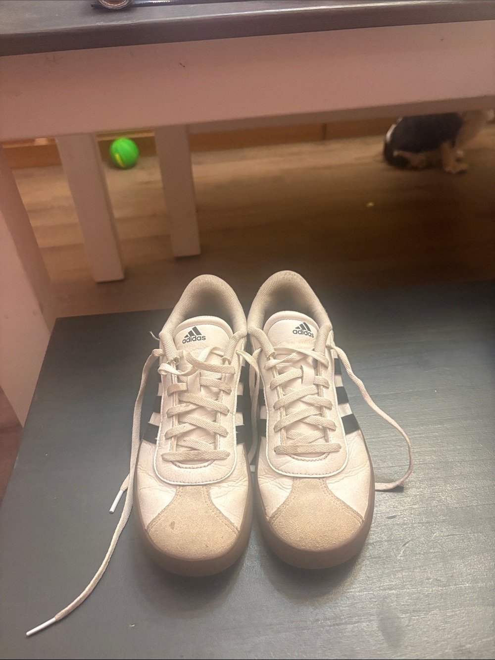 adidas Women’s Beige and Black Lace-Up Sneakers